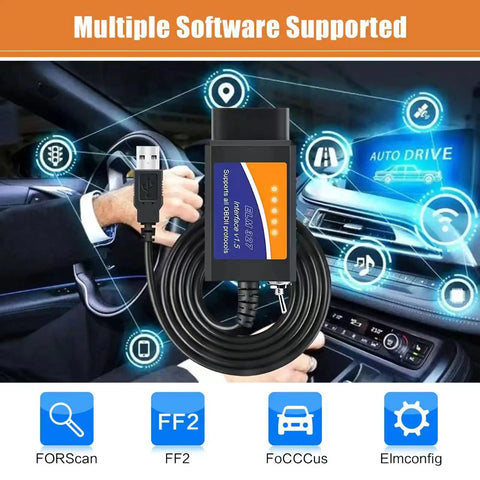 USB OBD2 Adapter With Forscan Support For Ford F150 F250 And More, Code Reader And Vehicle Diagnostic Scanner in use