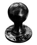 Built Tough Heavy Duty Matte Black Barn Door Pull Handle Solid Zinc Alloy Ring Knob showing rounded design and mounting base.