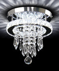 Modern Small Closet Chandelier LED Ceiling Light Fixture In Stainless Steel Flush Mount Energy-Saving Cool White Lighting