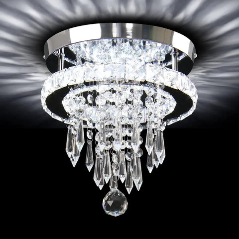 Modern Small Closet Chandelier LED Ceiling Light Fixture In Stainless Steel Flush Mount Energy-Saving Cool White Lighting