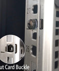 Heavy Duty M6 Rack Screws And Cage Nuts 50 Pack For Server Cabinet Rack Mounting showing nut card buckle on rack.