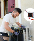 Technician installing a 24V 50VA Control Transformer For HVAC Furnaces With Isolation Multi Tap Primary 120V 208V 240V And 24V Secondary