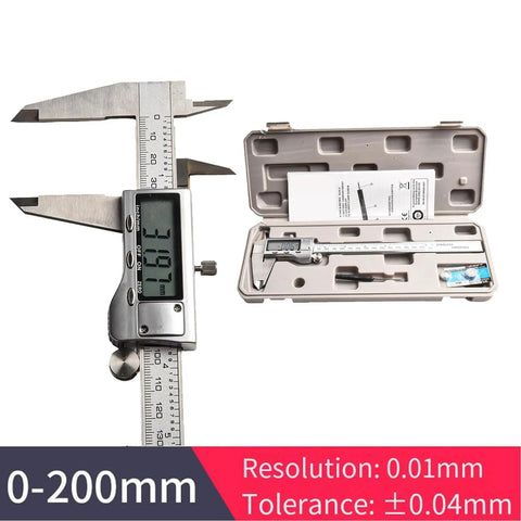 Micpointik Digital Caliper 0-150mm shown with digital display and case, featuring stainless steel construction and precise measurement.