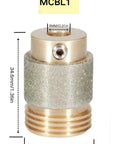 Diamond Grinding Bit 1 Inch Brass Core Abrasive Wheel for Stained Glass Grinder With Automatic Water Feeding, side view