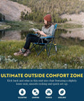 Person sitting by a lake on a Kickback Rocker Camping Chair, Portable Folding Rocking Chair with Durable Armrests in a natural setting