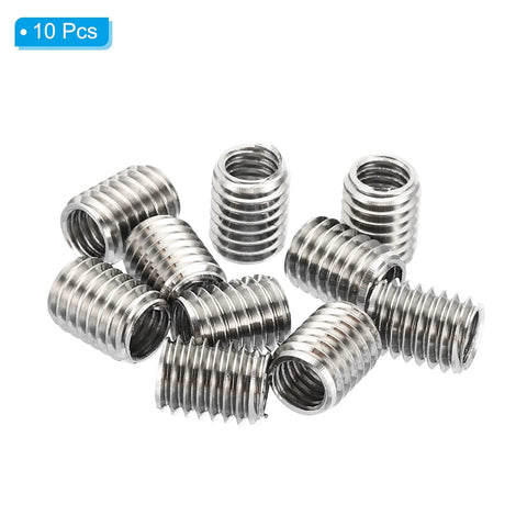 PATIKIL 304 stainless steel threaded adapter sleeves; M8x1.25 male to M6x1.0 female; 10 pcs