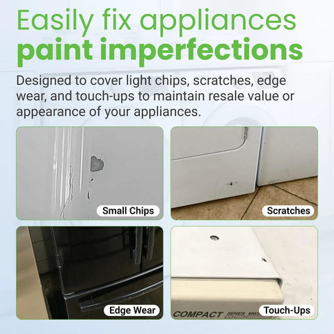 White Appliance Touch Up Paint Kit With Dual Pen And Brush Applicators fixing small chips, scratches, edge wear on appliances