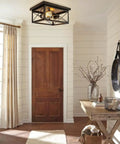 Industrial Two Light Retro Flush Mount Ceiling Light Fixture For Entryway Hallway Foyer And Cozy Living Spaces Square Rustic