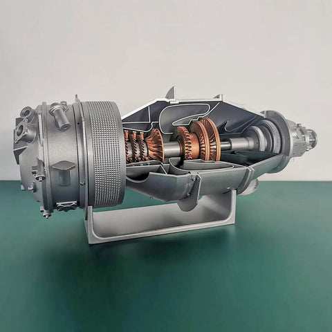 One Twentieth Scale Turbofan Engine Model Kit With Over One Hundred Parts Do It Yourself Assembly Based On PT6A Aircraft Engine A Hands On Science Toy For Mechanical Experiments And A Build Your Own Project, cutaway resin model on stand