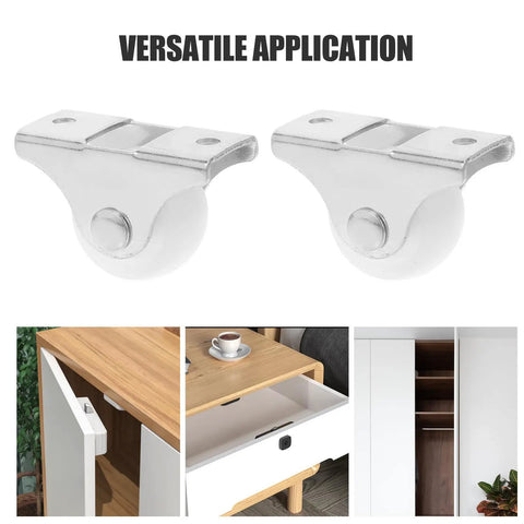 12pcs Inch Directional Caster Wheel Fixed Metal Plate for Furniture, white plastic wheel with metal fixed plate.