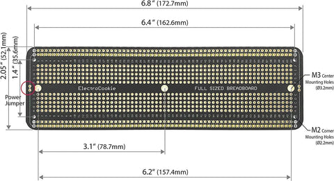 Dimensions of a large PCB prototype board kit with solderable breadboards for electronics projects gold plated 6 pack black.