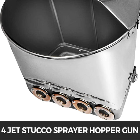 Four Jet Cement Mortar Sprayer For Walls Ceilings And Roofs Pneumatic Stucco Spray Gun with stainless steel body and four nozzles