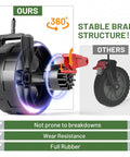 Close-up of 360-degree rotating brakes on 400L Large Capacity Folding Wagon With Brakes, showcasing stable all-terrain wheel.