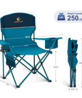 Two Pack Folding Camp Chairs With Built In Four Can Cooler, Cup Holder, Storage Pocket, 250 Lb Capacity, Lightweight Collapsible Lawn Chairs