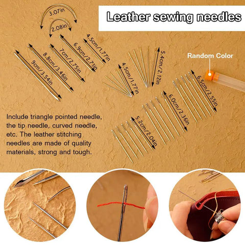Leather Sewing Kit For Upholstery And Home Projects Heavy Duty Needle And Thread Set With Waxed Thread And Stitching Needles
