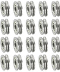 20 Pack U Groove Bearing Set 4x13x4mm Carbon Steel Sealed Ball Bearings For Track Liner Motion System Pro Grade Heavy Duty Quiet Smooth Rolling Corrosion Resistant High Strength Lightweight Rail Wheel Rollers, 20 bearings