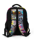 Back view of Graffiti Alley Spaceman Printed Backpack For Everyday Use Unisex Large Capacity Daypack Dope Durable Polyester Build