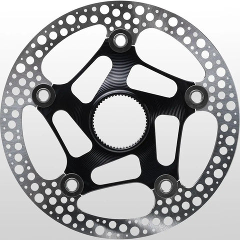 Black 160mm Center Lock Disc Rotor for Mountain Bikes with Two Piece Floating Design, Laser Cut 410 Stainless Outer