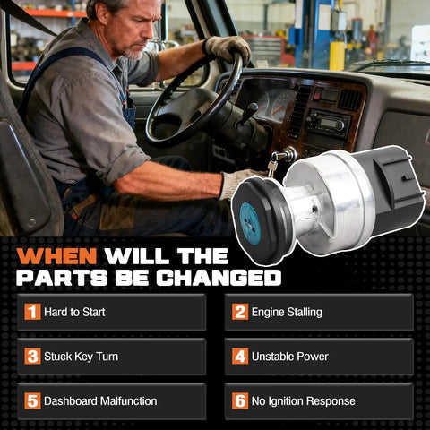 Man in vehicle next to ignition switch with key replacement compatible with part numbers 3545580C2 3545580C1 3545580C KG27057 4201104