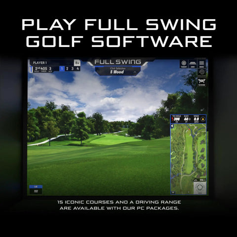 All In One Indoor Golf Studio Simulator Rig With 12 Foot Enclosure, virtual course screen view