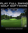 All In One Indoor Golf Simulator Studio Bundle For Realistic Home Play With 10 Foot Enclosure Impact Screen Launch Monitor Premium Turf Floor Projector And Laptop Included showcasing Full Swing golf software on screen