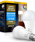 Two Pack Super Bright 3050 Lumen A21 LED Bulbs 25W Equivalent 200W Non Dimmable Daylight White 5000K E26 Base