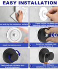 Installation guide for Vacuum Suction Cup Hooks For Shower And Bathroom Removable Towel Hooks, step-by-step visuals.