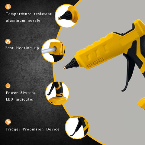 Image of 100W Cordless Hot Glue Gun Works With 20V Max Battery Tool Only High Temp Glue Gun With Fast Preheat 3 To 5 Minutes