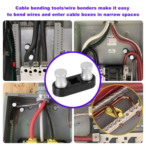 Heavy Duty 500 MCM Wire Bender Tool and Cable Bending Equipment For Electrical Work, shown bending wires in tight spaces.