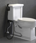 Matte Black Handheld Bidet Sprayer Kit For Toilet With Stainless Steel Sprayer Head, 47 Inch Hose, Brass 7/8 Inch T Valve, Holder, Installed