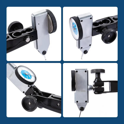 Precision Dial Test Indicator 0 To 0.03 Inch Range With Shock-Proof Gearing And 0.0005 Inch Resolution showing four views