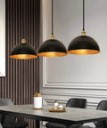 Boss Black And Gold Leaf Pendant Light With Handcrafted Metal Shade Vintage Ceiling Fixture in modern dining room