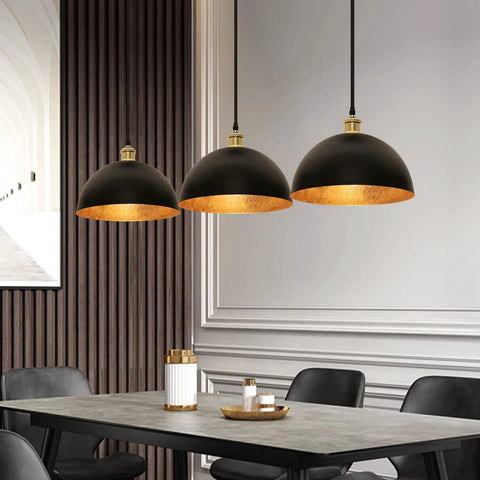 Boss Black And Gold Leaf Pendant Light With Handcrafted Metal Shade Vintage Ceiling Fixture in modern dining room