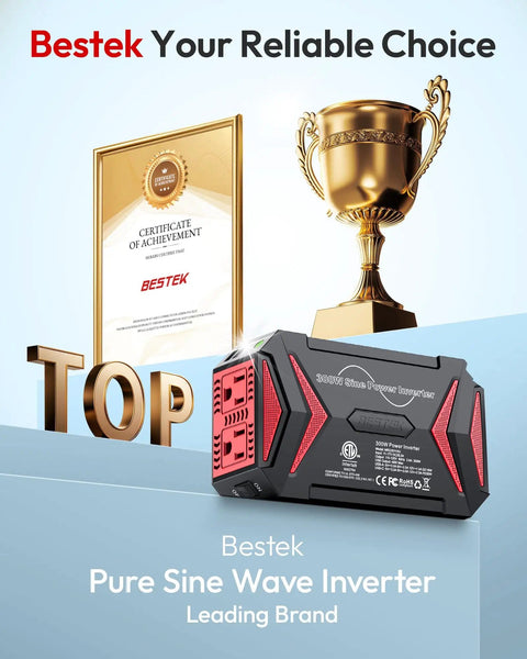 Pure Sine Wave Power Inverter 300W Car Charger Plug In Outlet 12V To 110V AC with award and certificate