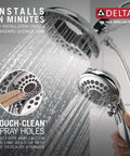 5-Spray Touch-Clean In2ition 2-In-1 Dual Shower Head With Hose In Chrome Detachable Handheld Showerhead sprays water