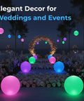 Solar Floating Pool Lights 2 Pack 14 Inch Auto Color Changing LED Light Balls for weddings and events at night