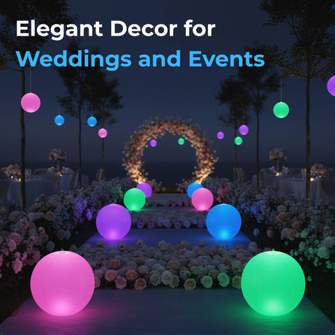Solar Floating Pool Lights 2 Pack 14 Inch Auto Color Changing LED Light Balls for weddings and events at night