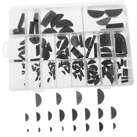 Woodruff Key Set Carbon Steel Key Stock Assortment displayed in a divided case for mechanical applications and installations