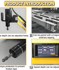Badass Heavy Duty Electric Tapping Machine Featuring A Slick Flexible 1000Mm Arm Plus Smart Touch Display, adjustable depth and speed controls.