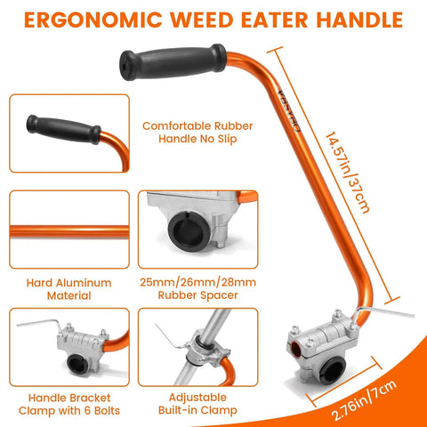 Ergonomic Back Saver Handle Extension With Double Shoulder Strap Harness For Stihl Husqvarna Echo Ryobi Troy Bilt String Trimmers