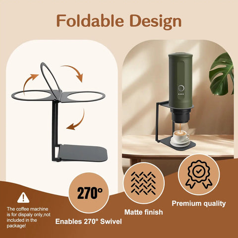 Compact Portable Coffee Maker Stand With Foldable Base for Nano Espresso Machines showcasing foldable design and matte finish.