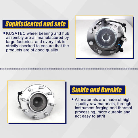 Front Wheel Bearing Hub Assembly for 2003 to 2017 Chevy Express GMC Savana 2500 3500 4500 8 Lug Bolts ABS in product packaging