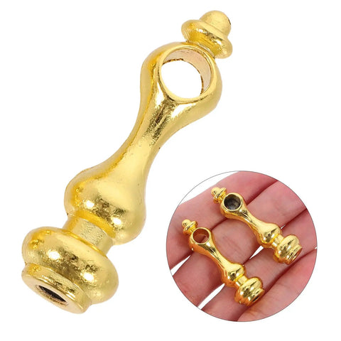 Mini Shelf Guard Rail Brackets Set for Glass Shelves and Mobile Carts Heavy Duty Metal Post Fittings in Gold Finish close-up view