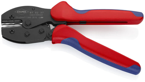 Preciforce Crimp Lever Pliers for insulated and non-insulated ferrules, 5 crimp positions, 0.25-6 mm2, red and blue handles