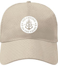 No Crying On The Yacht Unisex Adjustable Hat For All Seasons, Lightweight Baseball Style Cap, cream color, front view.