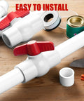 Two Pack 2 Inch PVC Ball Valves With T Handle No Fuss Water Shut Off Slip Socket Fittings For Pools Irrigation Sewage And Home