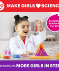 Girl excitedly conducting experiment with Girls Science Kit For Ages Four To Eight With Over 50 Experiments STEM Toy For Learning And Discovery