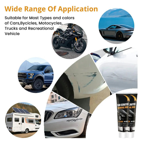 Scratch Repair Wax And Swirl Remover For Vehicles, Ultimate Paint Restore Kit with images of cars and product application on paint
