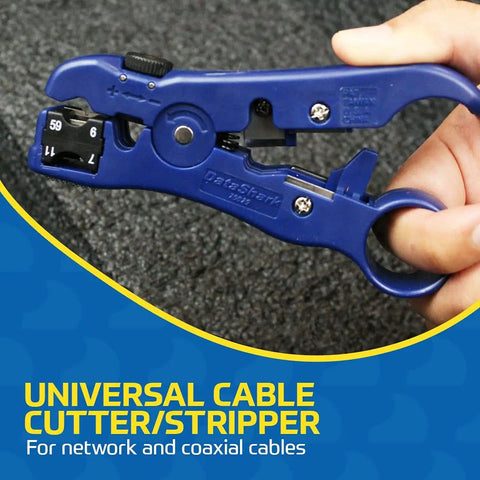 Universal Cutter And Wire Stripper For Flat Or Round TV And Network Cables Cat5 Cat5e Cat6 RG6 Quad RG59 RG7 RG11 Coax Pro Grade USA Made