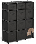 12 Cube Storage Organizer With 12 Included Bins Black Durable Shelves For Bedroom Playroom Office And Dorm